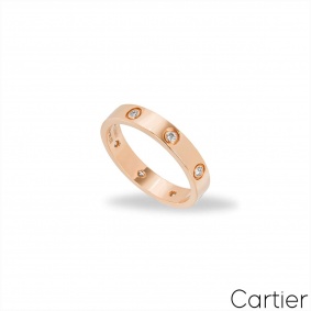 Cartier Rose Gold Full Diamond Love Wedding Band Size 58 B4050800 Cartier Rose Gold Full Diamond Love Wedding Band Size 58 B4050800
